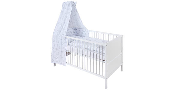 GITTERBETT-KOMPLETTSET  144,5/74,5/82 cm   - Weiß/Grau, LIFESTYLE, Holz/Textil (144,5/74,5/82cm) - My Baby Lou
