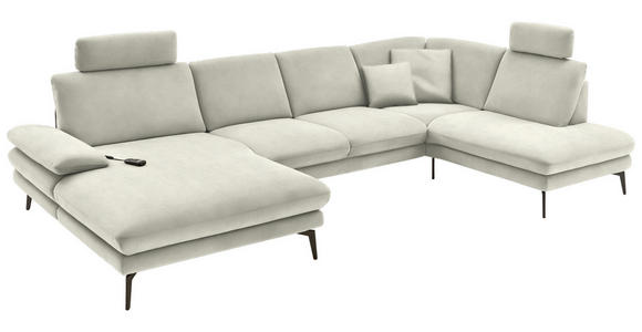WOHNLANDSCHAFT in Velours Ecru - Ecru/Schwarz, Design, Textil/Metall (180/344/208cm) - Dieter Knoll