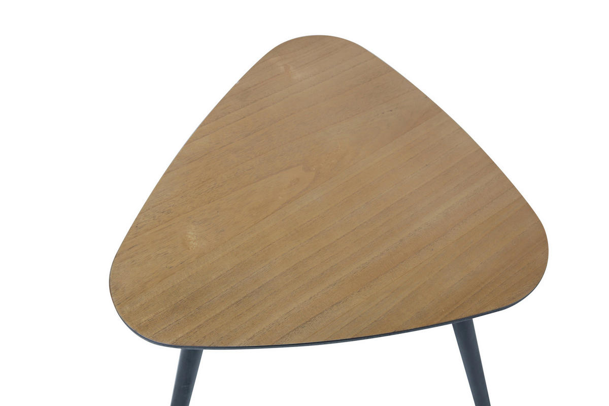 BEISTELLTISCH 50/50/40 cm Paulownia, Pinie massiv Naturfarben, Schwarz dreieckig  - Schwarz/Naturfarben, Design, Holz/Holzwerkstoff (50/50/40cm) - Livetastic