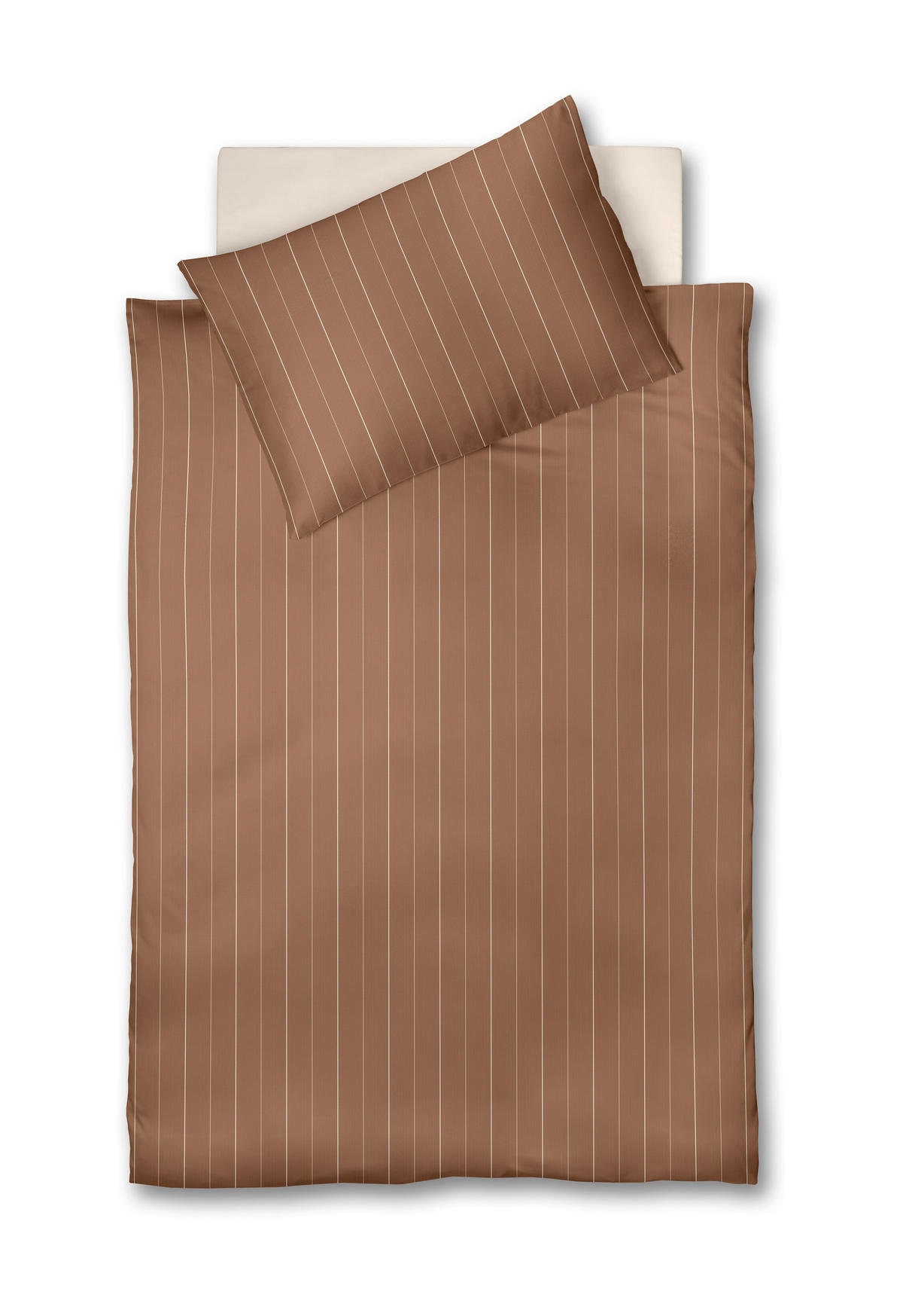POSTEĽNÁ BIELIZEŇ, flanel, biela, svetlohnedá, 140/200 cm - svetlohnedá/biela, Basics, textil (140/200cm)