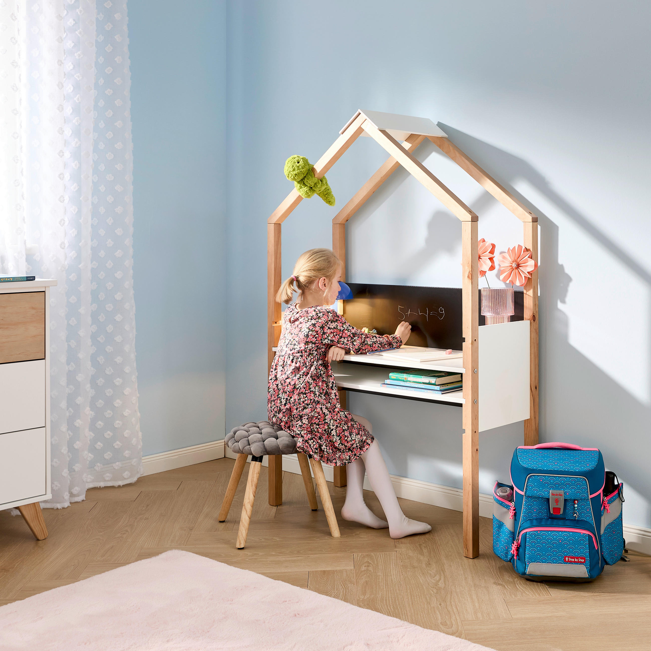 KINDERSCHREIBTISCH 100/40/155 cm Pinie massiv  - Anthrazit/Weiß, Design, Holz/Holzwerkstoff (100/40/155cm) - home24