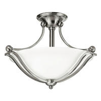 DECKENLEUCHTE  48.9/35.6 cm    - Nickelfarben, Natur, Glas/Metall (48.9/35.6cm) - Elstead Lighting