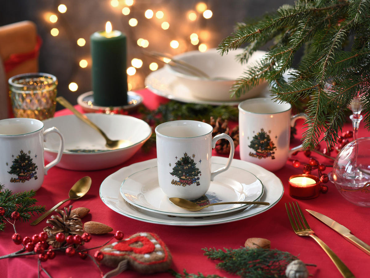 KOMBISERVICE Multicolor, Weiß Tannenbaum bunt 16-teilig 4 Personen  - Multicolor/Weiß, Basics, Keramik - Creatable