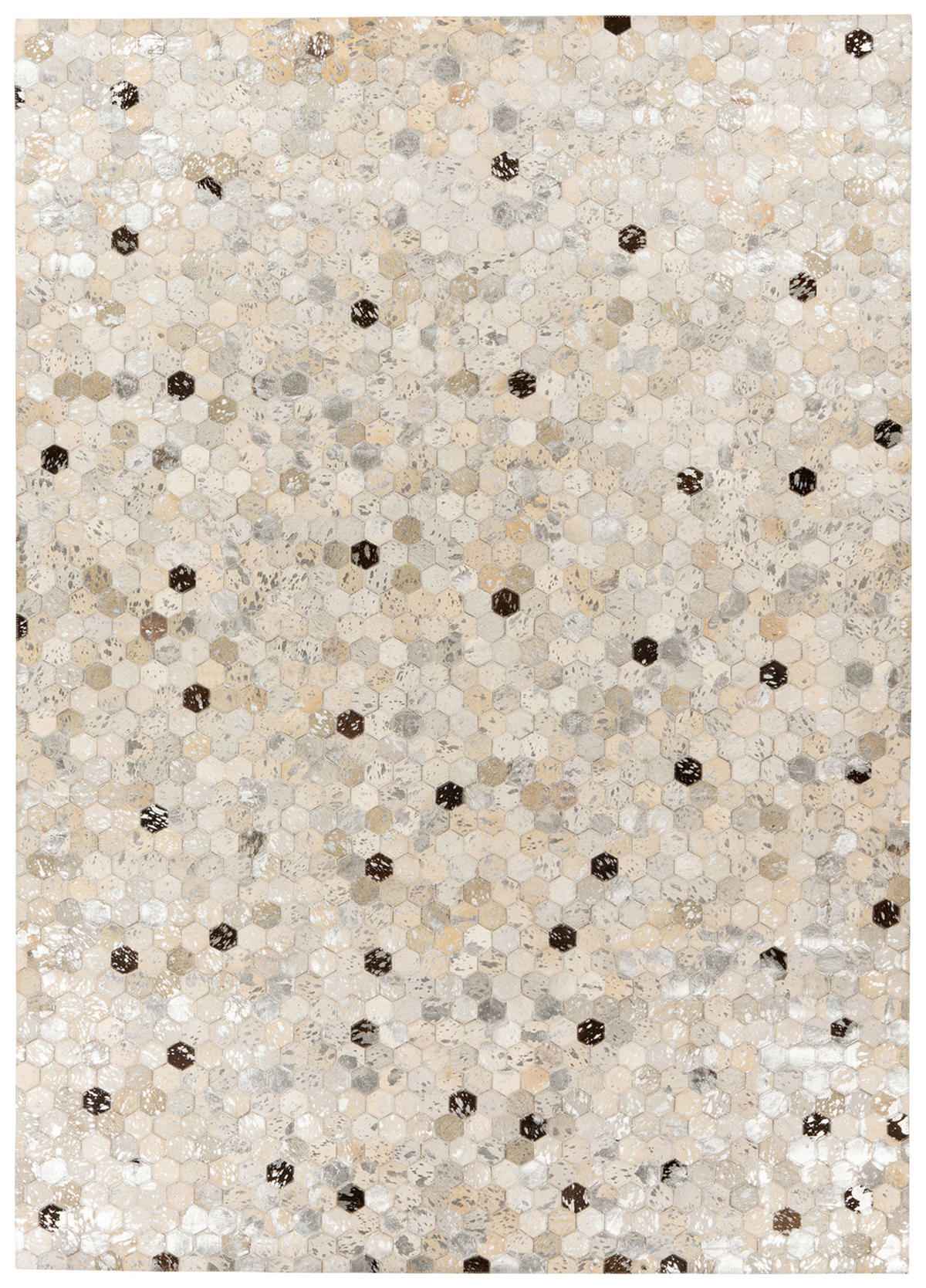 LEDERTEPPICH 80/150 cm Grau, Silberfarben  - Silberfarben/Grau, KONVENTIONELL, Leder/Textil (80/150cm)