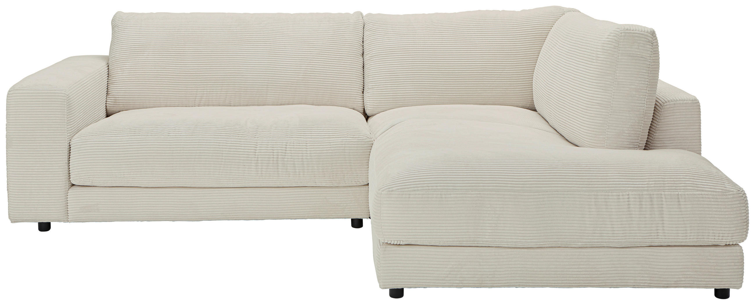 ECKSOFA Creme Cord  - Creme/Schwarz, Design, Kunststoff/Textil (265/224cm) - Hom`in