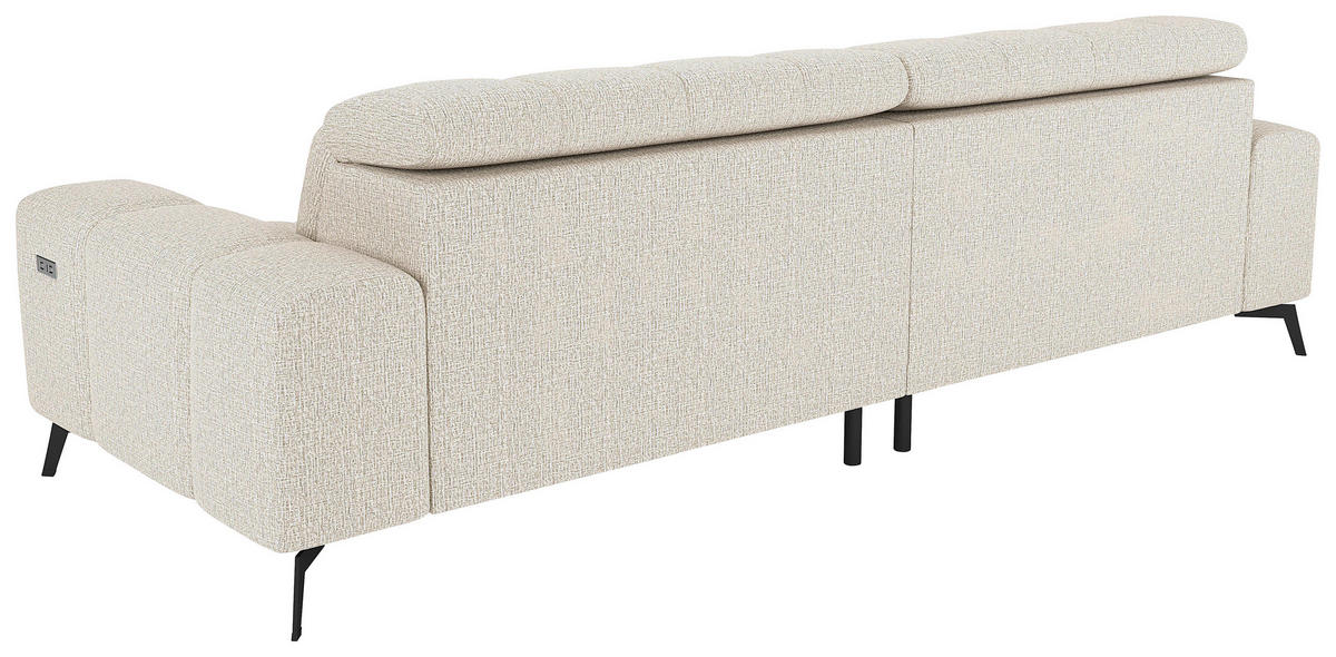 BIGSOFA Chenille Creme  - Creme/Schwarz, MODERN, Textil/Metall (300/112/121cm) - Xora
