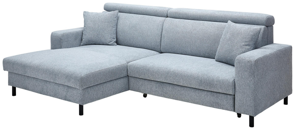 ECKSOFA Ottomane links, Eckteil  Grau Flachgewebe  - Schwarz/Grau, Design, Textil/Metall (166/262cm) - Xora