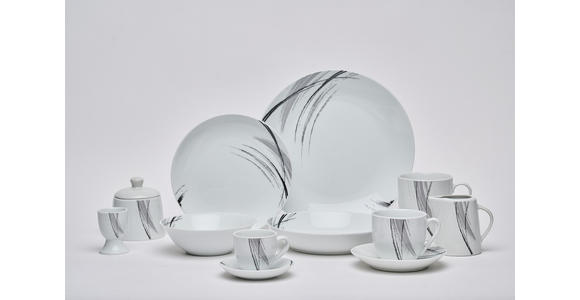 KOMBISERVICE Roma 62-teilig  - Schwarz/Weiß, Basics, Keramik - Novel