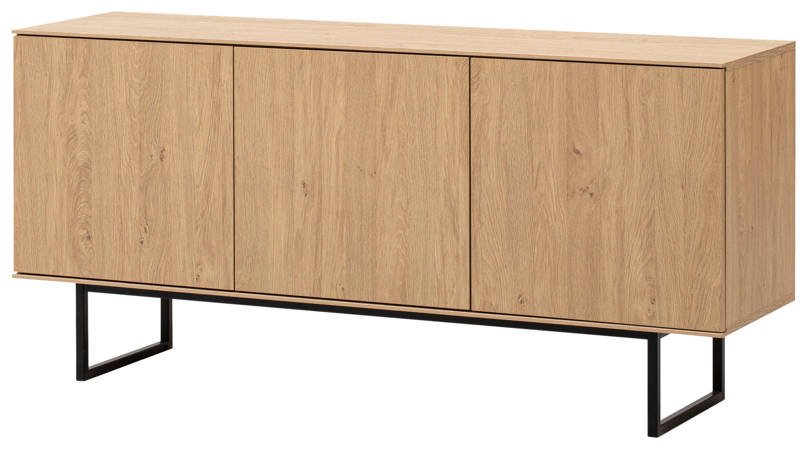 LOWBOARD  in 150/70/40 cm  - Eichefarben/Schwarz, Design, Holzwerkstoff/Metall (150/70/40cm) - Modante