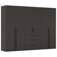 DREHTÜRENSCHRANK 301/235/61 cm,  in Graphitfarben, 6-türig  - Schwarz/Graphitfarben, Basics, Holzwerkstoff/Metall (301/235/61cm) - Novel