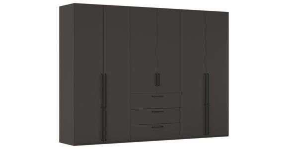 DREHTÜRENSCHRANK 301/223/61 cm,  in Graphitfarben, 6-türig  - Schwarz/Graphitfarben, Basics, Holzwerkstoff/Metall (301/223/61cm) - Novel