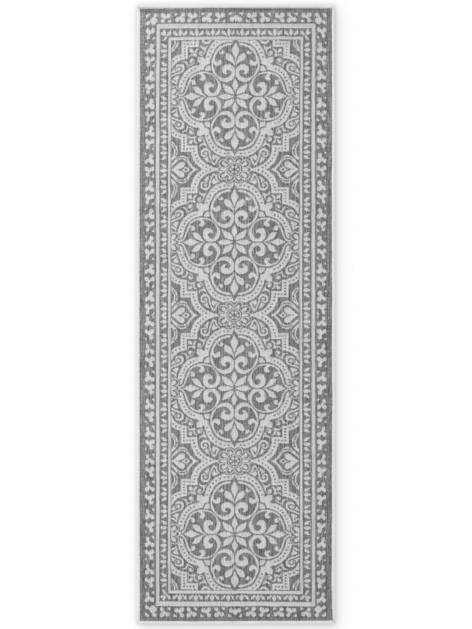 LÄUFER 80/250 cm Duet  - Weiß/Grau, Design, Kunststoff (80/250cm)