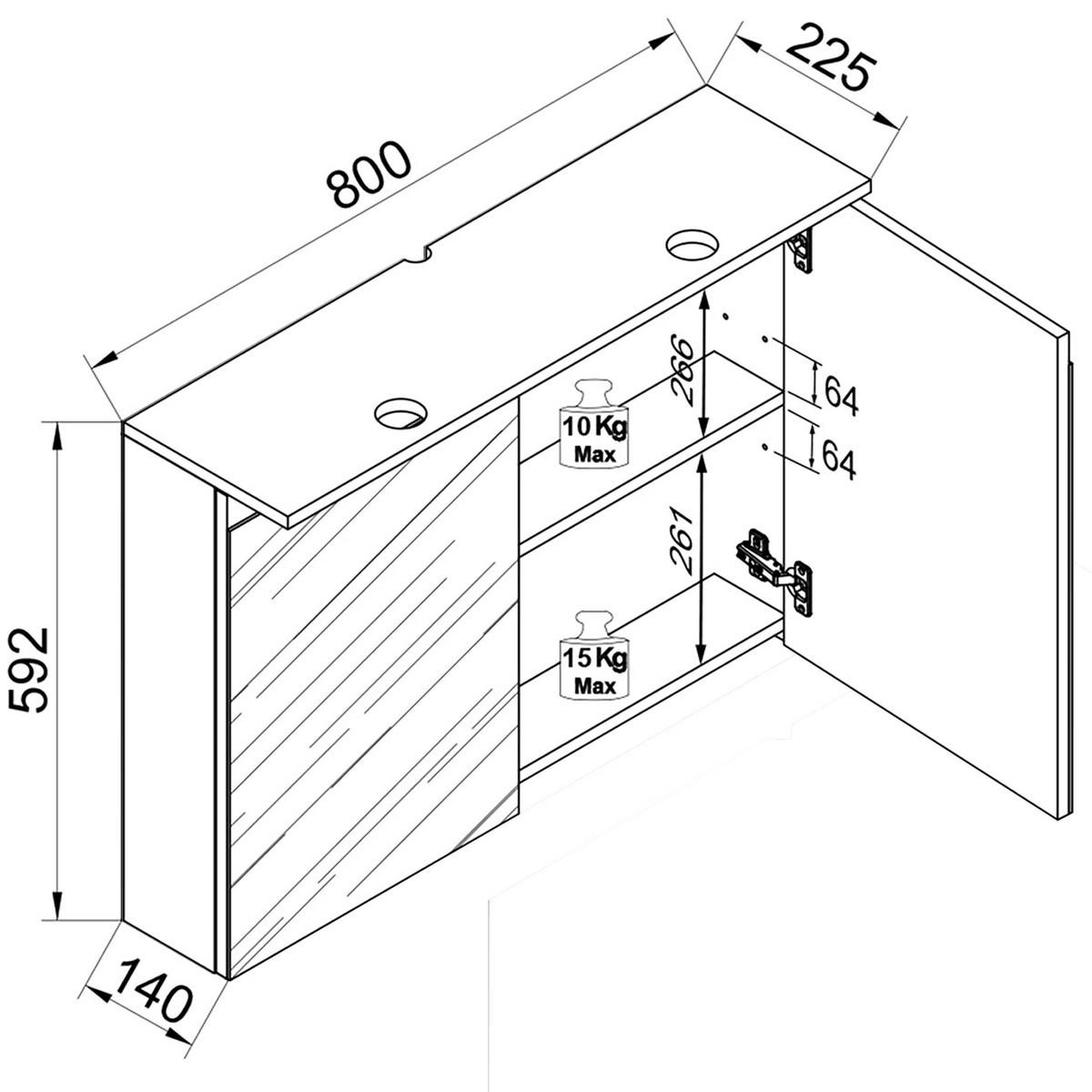 SPIEGELSCHRANK 80/59/23 cm  - Honigeiche/Anthrazit, Trend, Glas/Holzwerkstoff (80/59/23cm) - MID.YOU