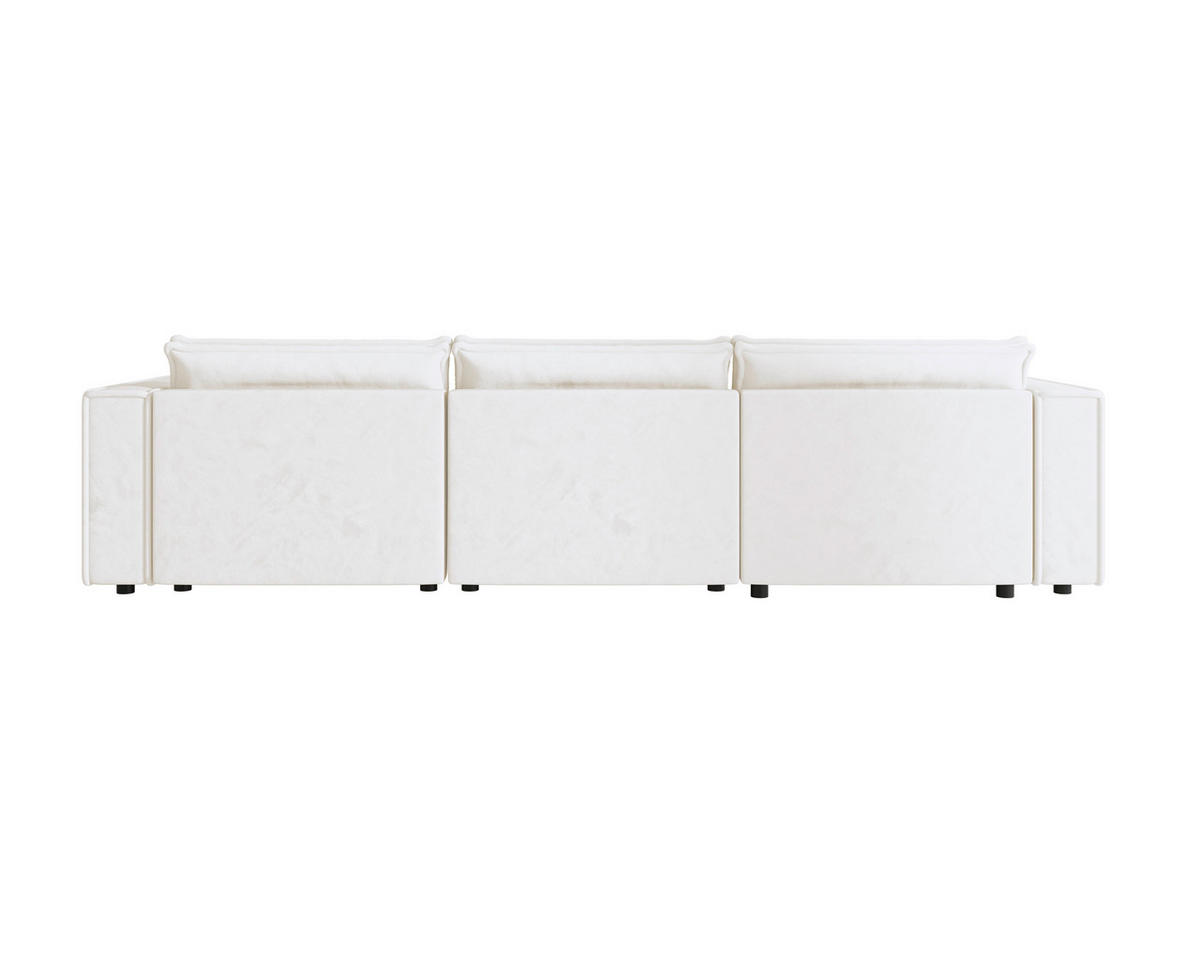 ECKSOFA Creme Webstoff Zierkissen, Rückenkissen, Rücken echt  - Creme/Schwarz, MODERN, Kunststoff/Textil (153/350cm) - Xora