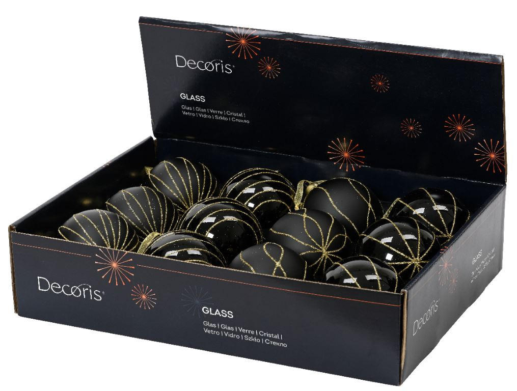 GLOB DE CRĂCIUN - negru, Konventionell, sticlă (8,00/8,00/8,00cm) - X-Mas
