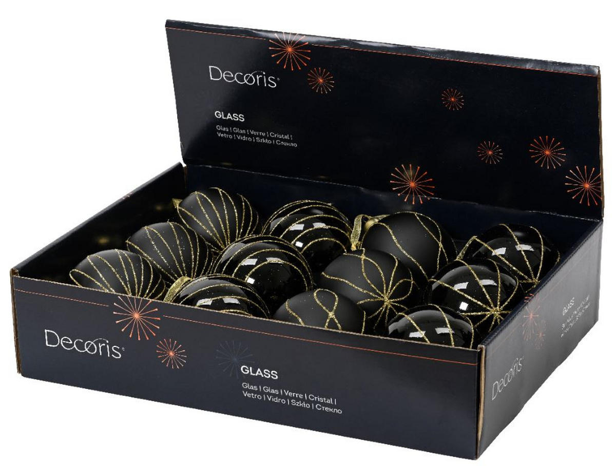 GLOB DE CRĂCIUN - negru, Konventionell, sticlă (8,00/8,00/8,00cm) - X-Mas