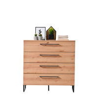 KOMÓD 91,5/92,5/42 cm  - tölgyfa, Basics, faalapú anyag/fém (91,5/92,5/42cm) - Xora