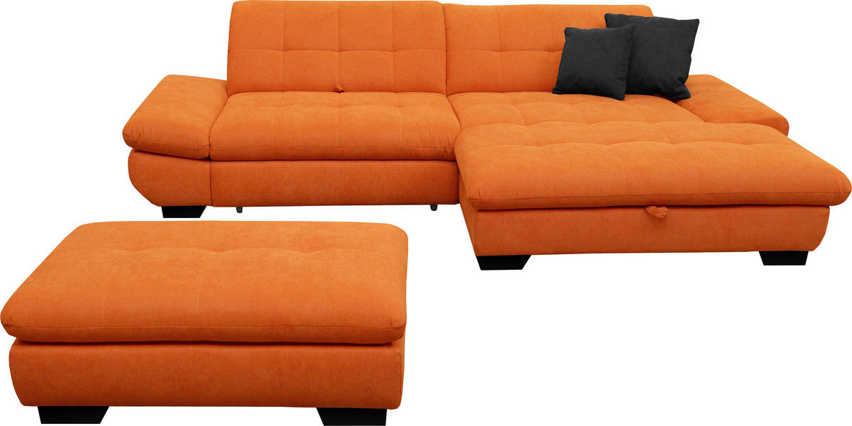 ECKSOFA in Mikrofaser Orange  - Schwarz/Orange, Design, Textil/Metall (290/198cm) - Xora