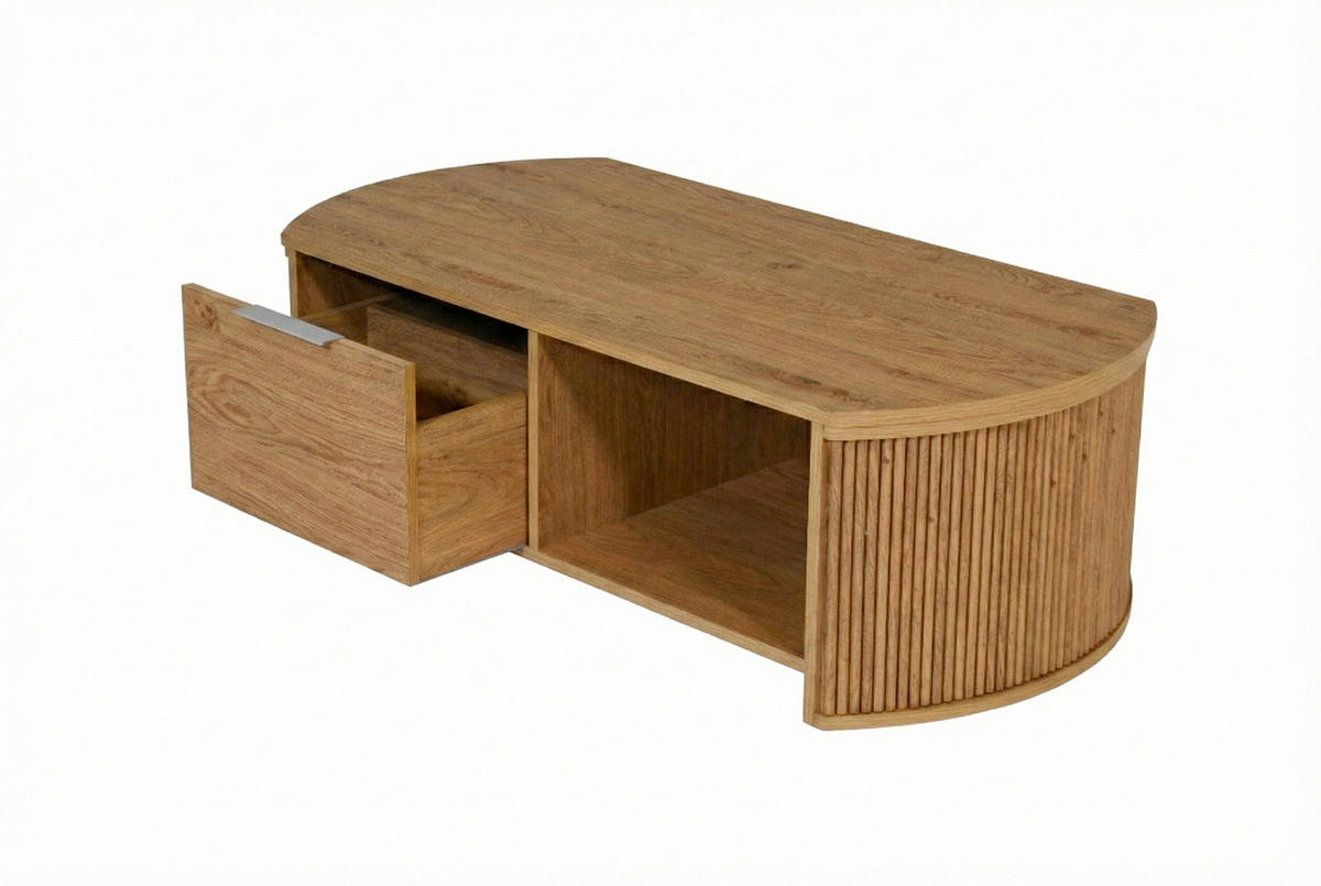 COUCHTISCH Eichefarben  - Eichefarben/Alufarben, KONVENTIONELL, Holzwerkstoff/Metall (110/55/35,5cm) - MID.YOU