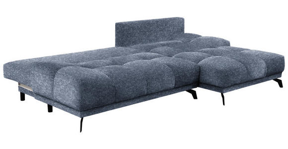 ECKSOFA in Chenille Dunkelblau  - Schwarz/Dunkelblau, MODERN, Textil/Metall (290/182cm) - Hom`in