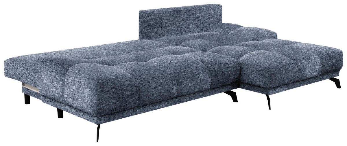 ECKSOFA in Chenille Dunkelblau  - Schwarz/Dunkelblau, Modern, Textil/Metall (290/182cm) - Hom`in