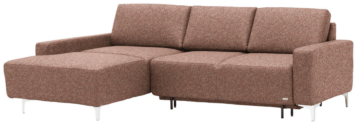 ECKSOFA  in Mikrovelours Terracotta  160/248 cm  - Terracotta/Alufarben, Design, Textil/Metall (160/248cm) - Sedda