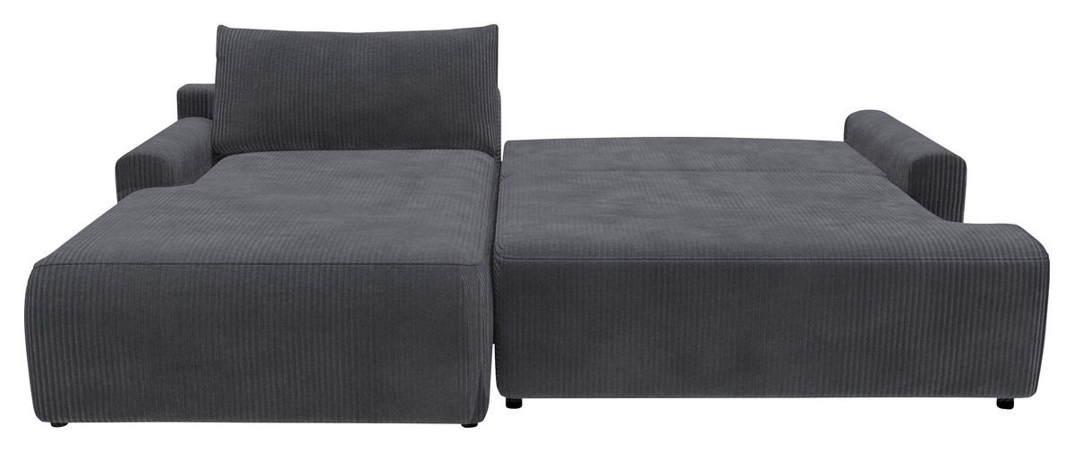 ECKSCHLAFSOFA in Cord Anthrazit  - Anthrazit/Schwarz, Modern, Kunststoff/Textil (167/253cm) - Trendmanufaktur