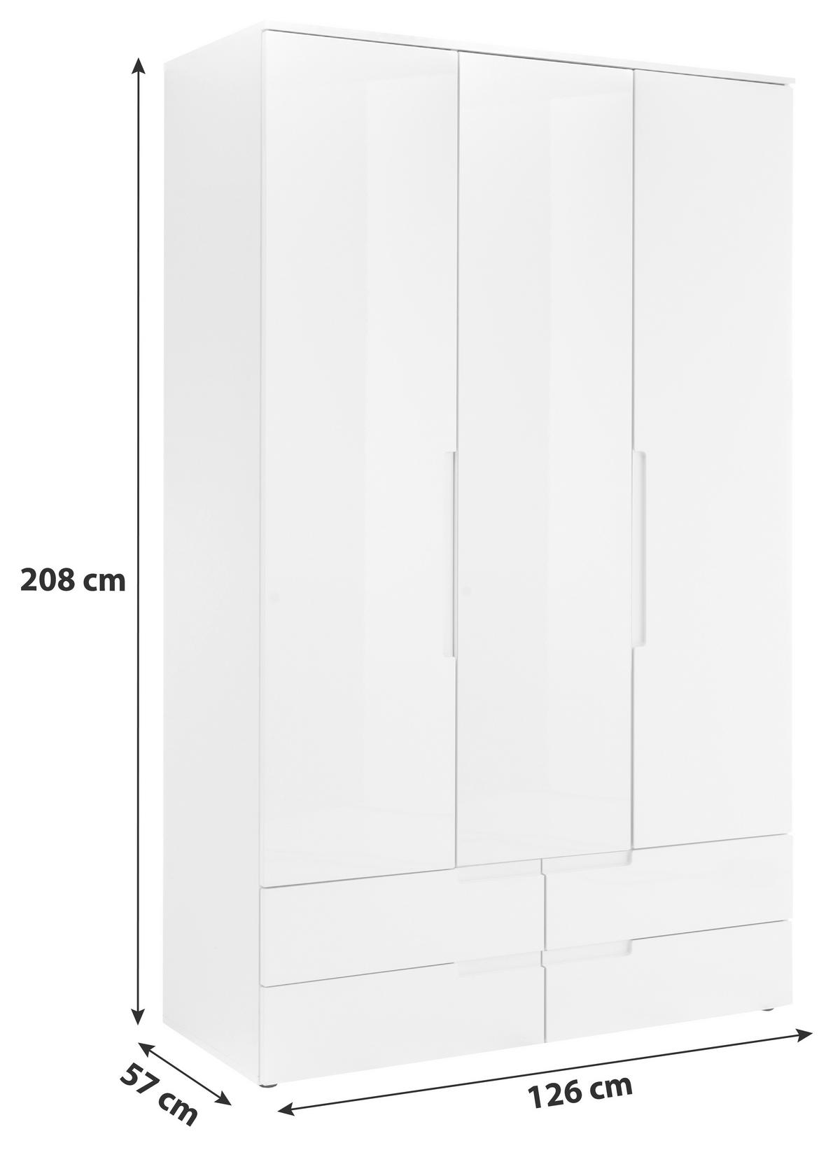 ORMAR S KLASIČNIM VRATIMA     - boje hrasta/bijela visoki sjaj, Moderno (126/208/57cm) - MID.YOU