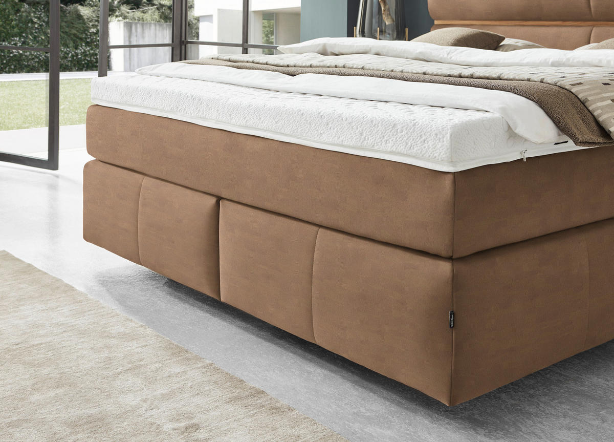 BOXSPRINGBETT 180/200 cm  in Eichefarben, Hellbraun  - Hellbraun/Eichefarben, Konventionell, Holz/Kunststoff (180/200cm) - Dieter Knoll