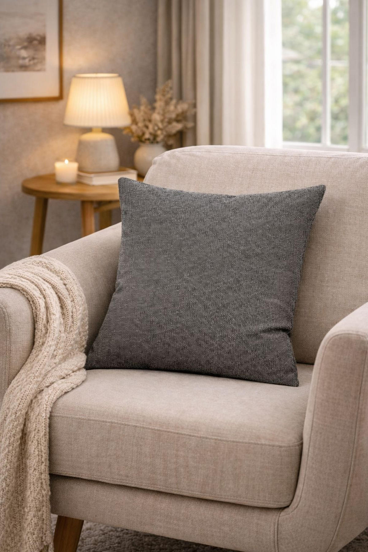 ZIERKISSEN  40/40 cm   - Anthrazit, Basics, Textil (40/40cm)