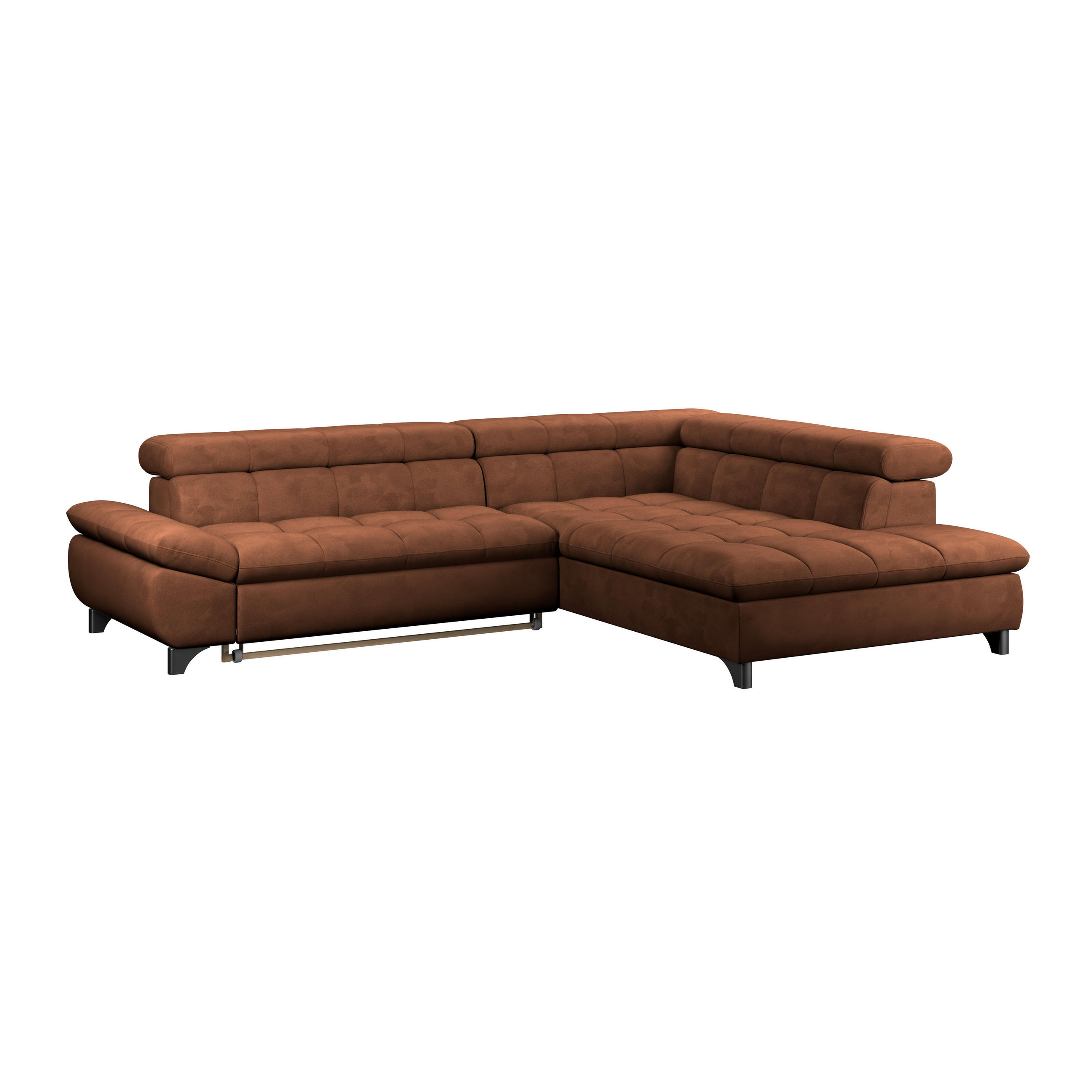 ECKSOFA Cognac Chenille  - Chromfarben/Cognac, KONVENTIONELL, Textil/Metall (312/234cm) - Livetastic