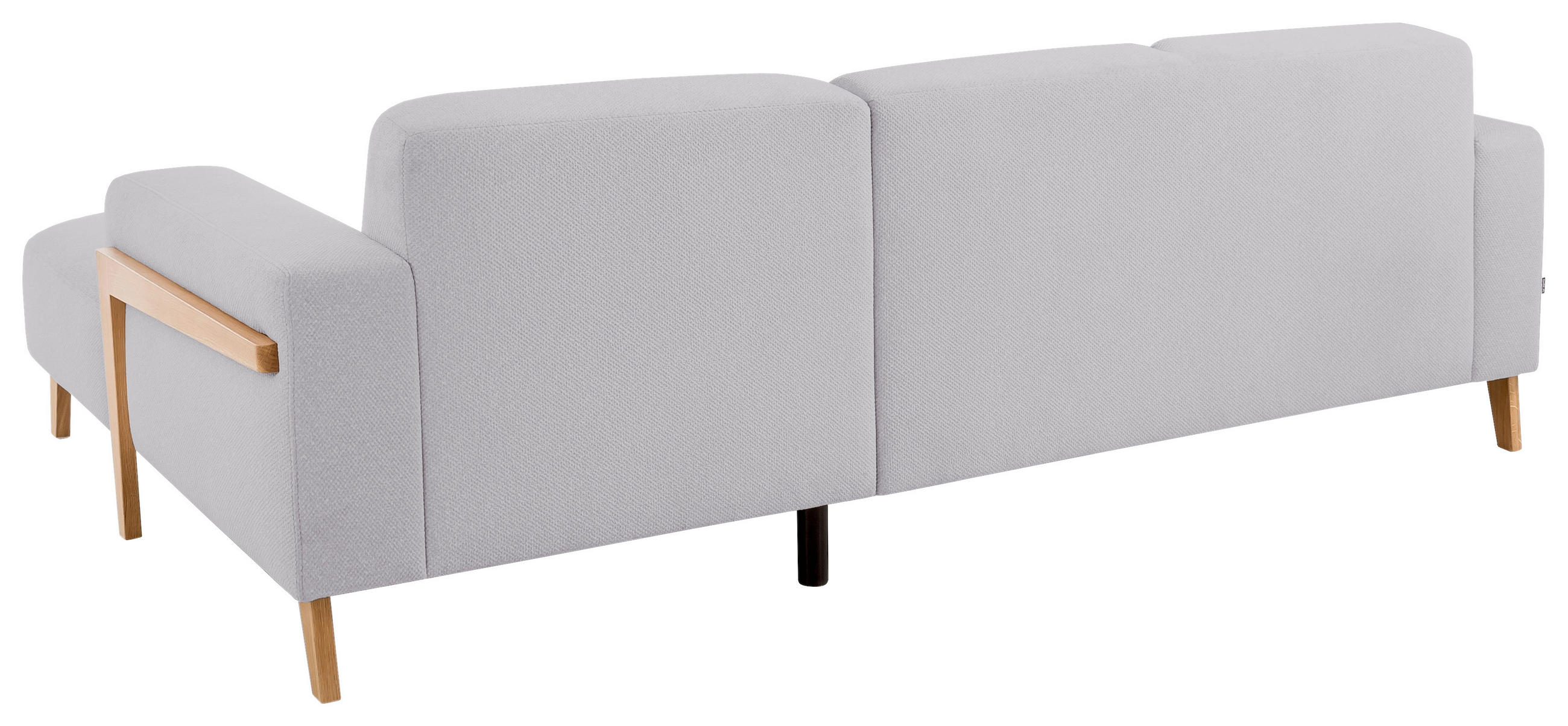 Thumbnail - Stylife Ecksofa, Hellgrau, Textil, Eiche, vollmassiv, 3-Sitzer, Ottomane rechts, L-Form, 250x163 cm, Fußauswahl, Stoffau...