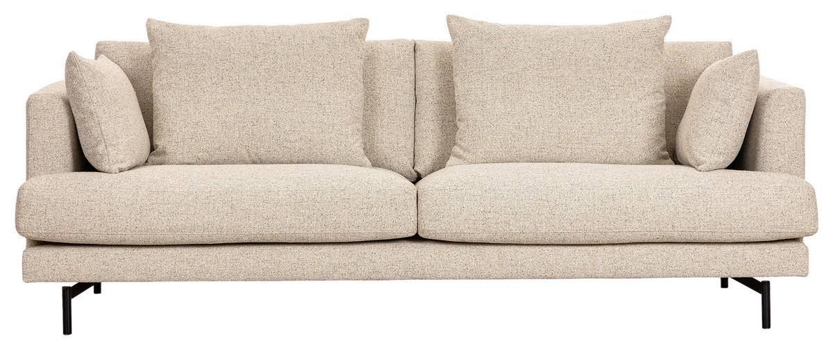 3-SITS SOFFA i beige  - beige/svart, Basics, metall/trä (217/84/100cm) - Novel