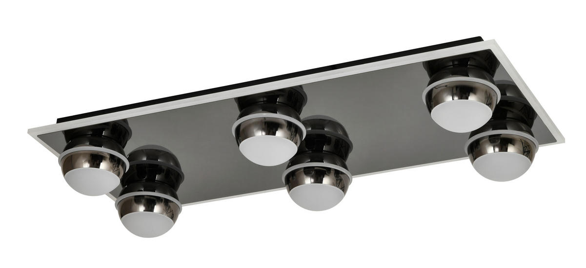 LED-DECKENLEUCHTE Biarritz 74/32/12,5 cm  - Schwarzchrom, Design, Kunststoff/Metall (74/32/12,5cm)