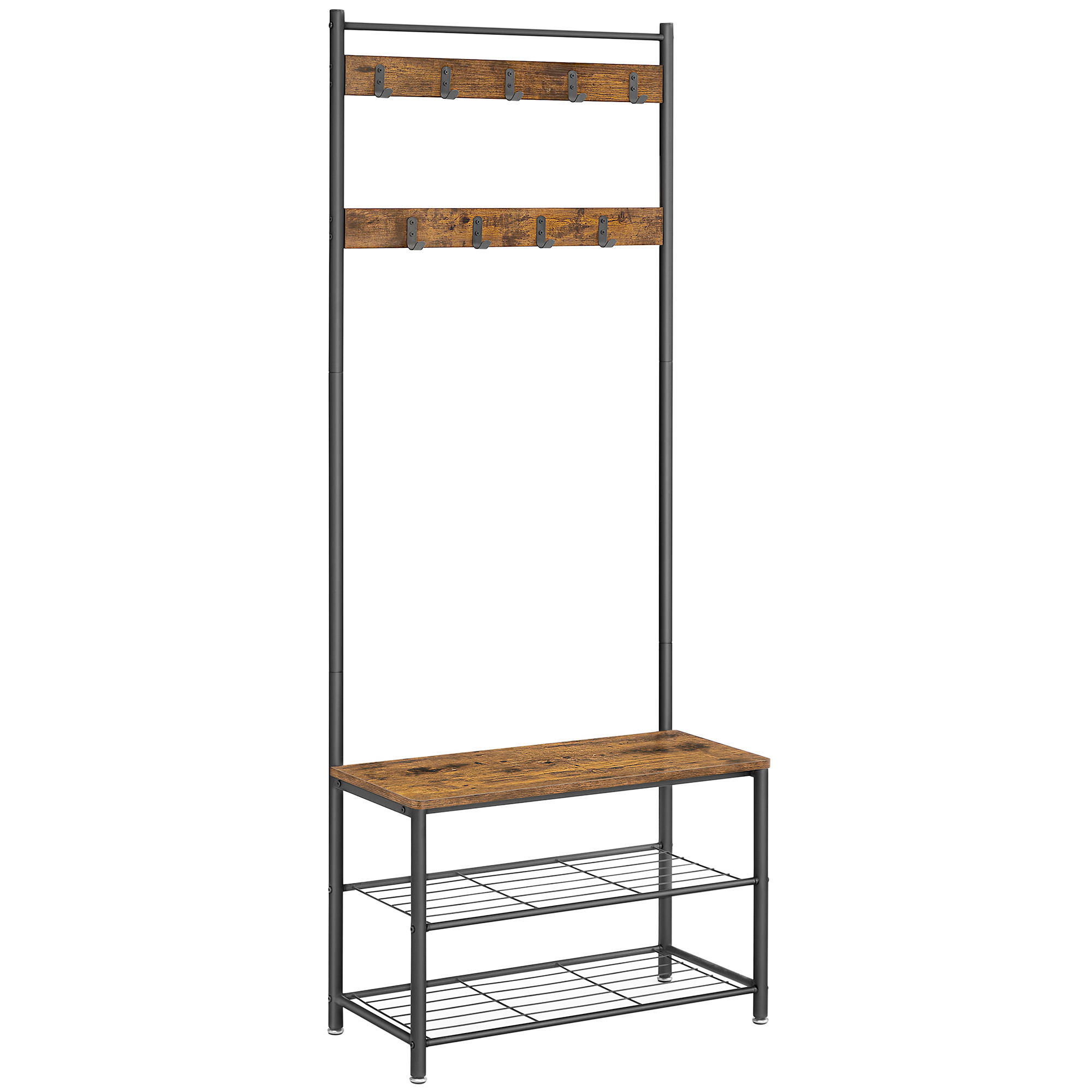 STOJAN DO ŠATNY - černá/hnědá, Trend, kov/kompozitní dřevo (70/175/32cm) - Boxxx