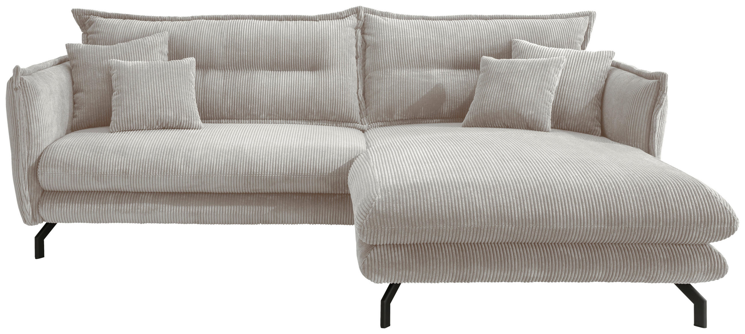 ECKSOFA in Cord Silberfarben  255/180 cm  - Silberfarben/Schwarz, MODERN, Textil/Metall (255/180cm) - Livetastic