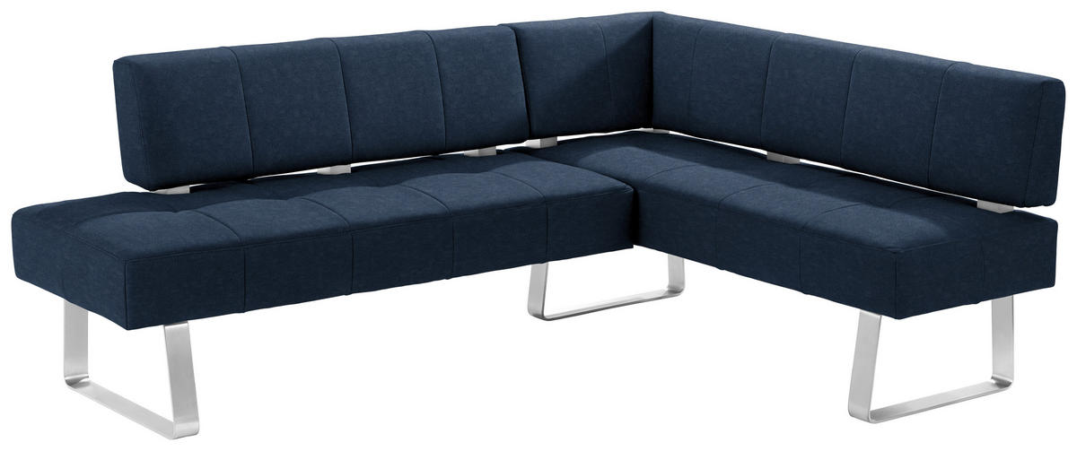 ECKBANK 227/165 cm Mikrofaser Edelstahlfarben, Dunkelblau Metall   - Edelstahlfarben/Dunkelblau, Design, Textil/Metall (227/165cm) - Moderano