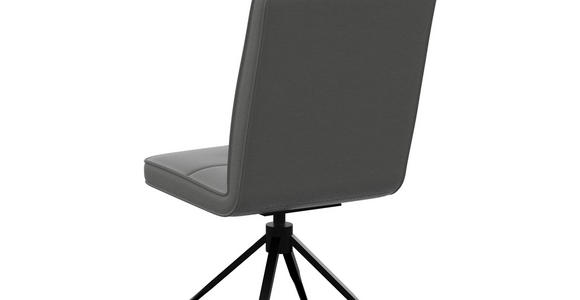 STUHL  Lederauswahl, Sitzfläche 180° drehbar  Echtleder  - Dunkelgrau, Design, Leder/Metall (45/96/58cm) - Moderano