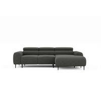 ECKSOFA Anthrazit Struktur Rücken echt, Kopfteilverstellung, Sitztiefenverstellung  - Anthrazit/Schwarz, MODERN, Textil/Metall (274/179cm) - Welnova