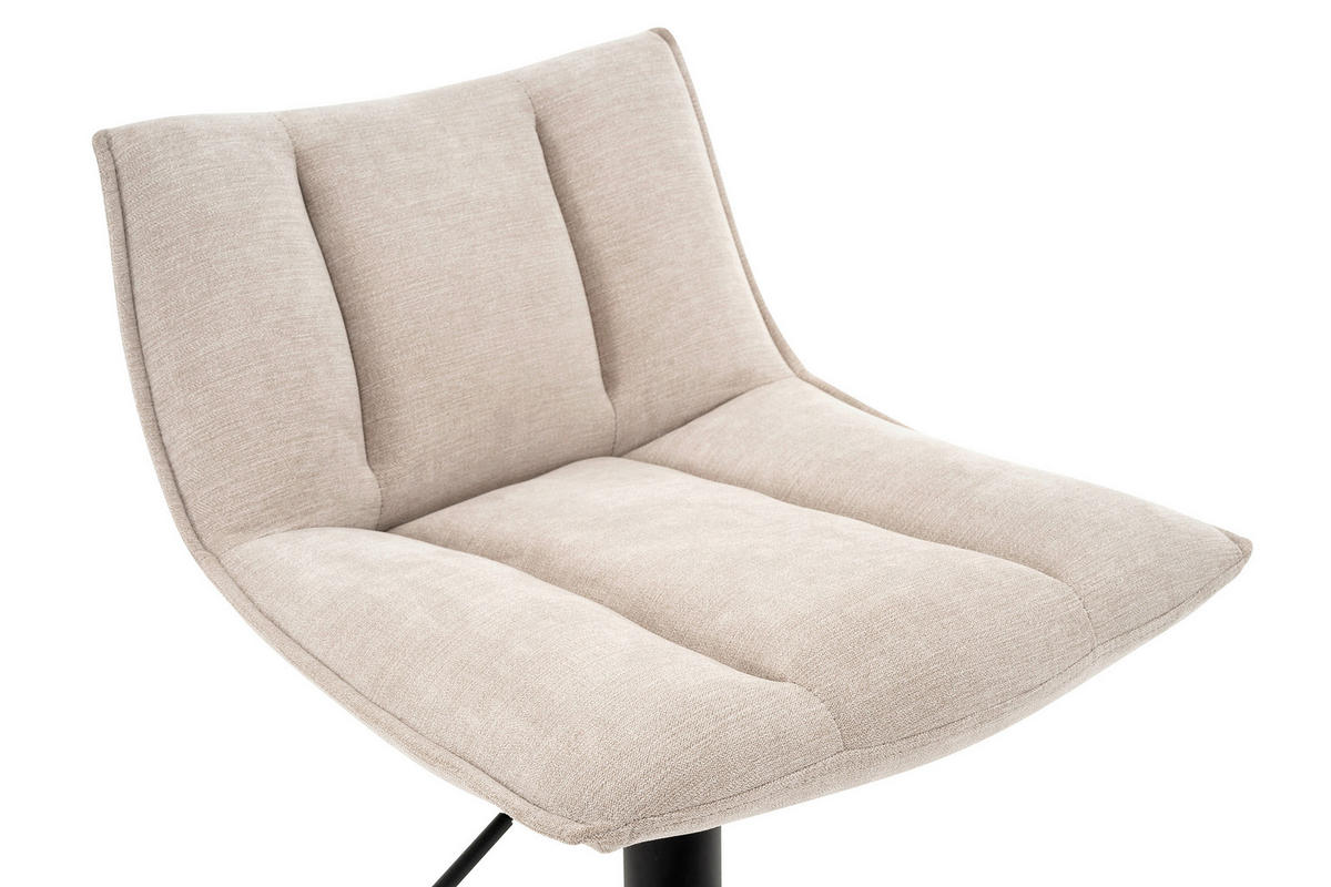 BARHOCKER Webstoff Beige Eisen Sitzfläche 360° drehbar  - Beige/Schwarz, MODERN, Textil/Metall (46/87-108/52cm) - MID.YOU