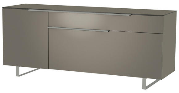 LOWBOARD Grau, Alufarben  - Alufarben/Grau, Design, Glas/Holzwerkstoff (160/66/45cm) - Moderano