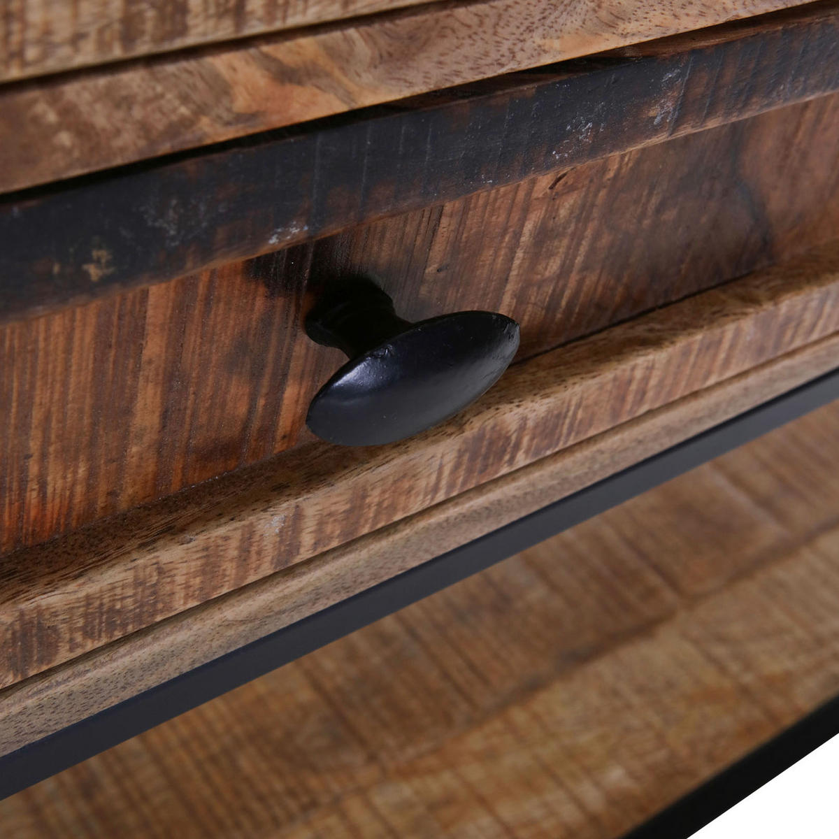 KONSOLENTISCH Mangoholz massiv Braun  - Schwarz/Braun, LIFESTYLE, Holz/Metall (130/38/75cm) - Landscape