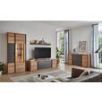 WOHNWAND  in Schwarz, Eichefarben, Dunkelgrau  312,4/208,8/50 cm  - Eichefarben/Dunkelgrau, KONVENTIONELL, Glas/Holzwerkstoff (312,4/208,8/50cm) - Xora