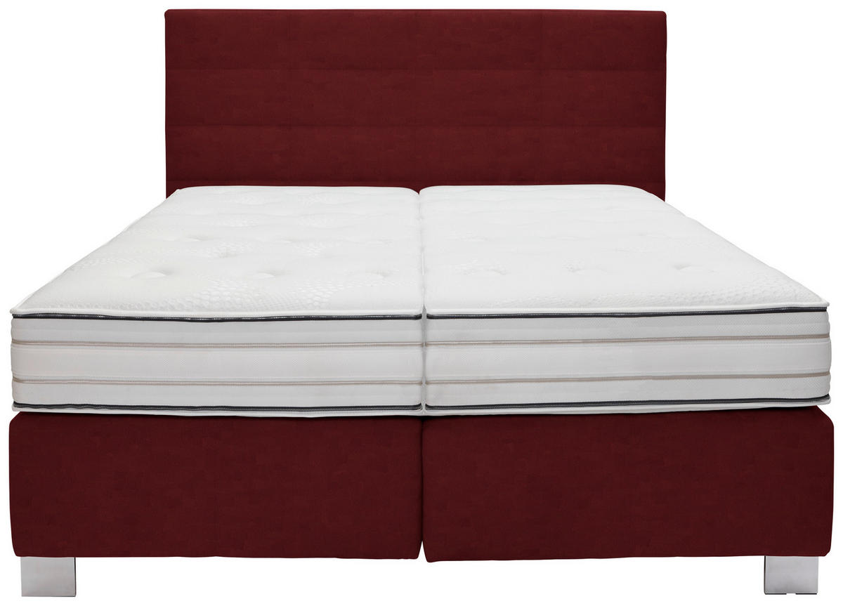 BOXSPRINGBETT 180/200 cm  in Rotbraun  - Rotbraun/Alufarben, KONVENTIONELL, Holzwerkstoff/Textil (180/200cm) - Dieter Knoll