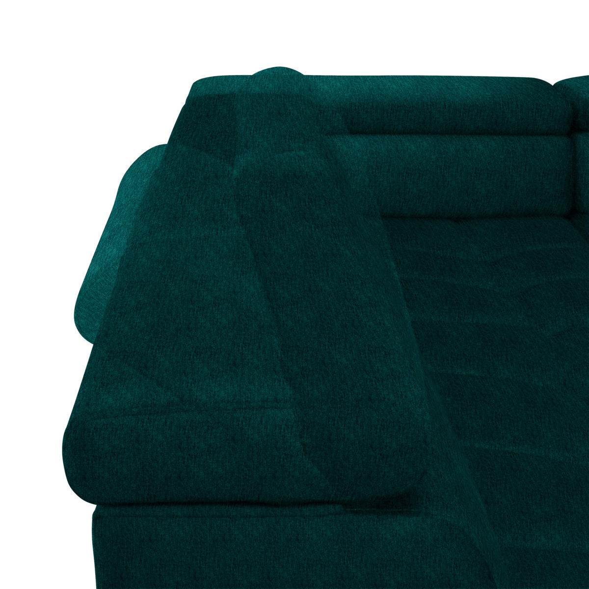 WOHNLANDSCHAFT in Samt, Webstoff Dunkelgrün  - Dunkelgrün/Schwarz, Design, Textil/Metall (216/385/177cm) - Welnova