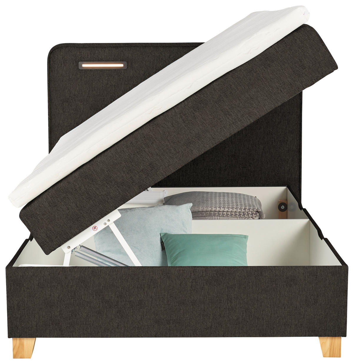 BOXBETT 120/200 cm  in Graubraun  - Graubraun, Konventionell, Holz/Textil (120/200cm) - Moderano