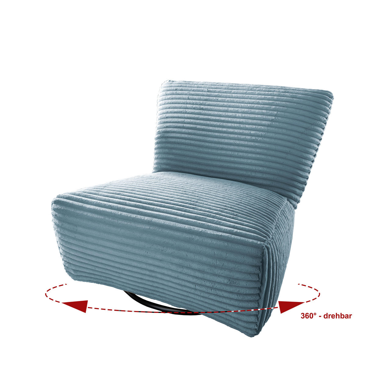 XXL-SESSEL in Cord Hellblau  - Schwarz/Hellblau, Trend, Textil/Metall (95/77/94cm) - Livetastic