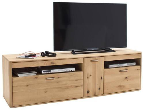 MEDIABÄNK i massiv rustik ek ekfärgad - ekfärgad, Design, metall/trä (186/58/50cm) - Livetastic