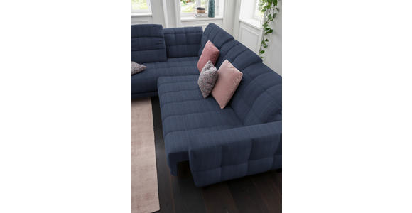 ECKSOFA in Webstoff Dunkelblau 216/302 cm - Schwarz/Dunkelblau, Design, Holz/Textil (216/302cm) - Xora