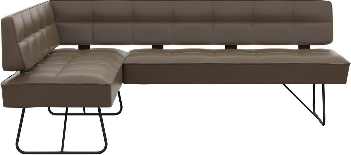 ECKBANK 165/207 cm Echtleder Grau   - Schwarz/Grau, Design, Leder/Metall (165/207cm) - Moderano